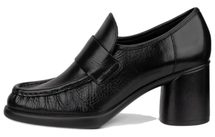 Buy (W) ECCO Kasut Kulit Tumit Tebal 5.5cm 'Hitam' Slip-On Round Toe 22267301001