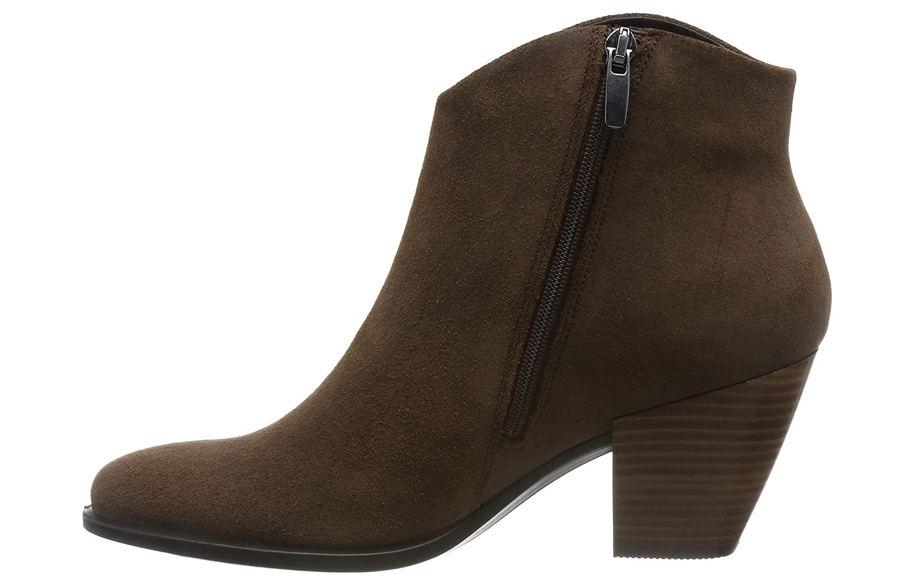 (W) ECCO Leather Side Zip Short Boots 'Cappuccino'