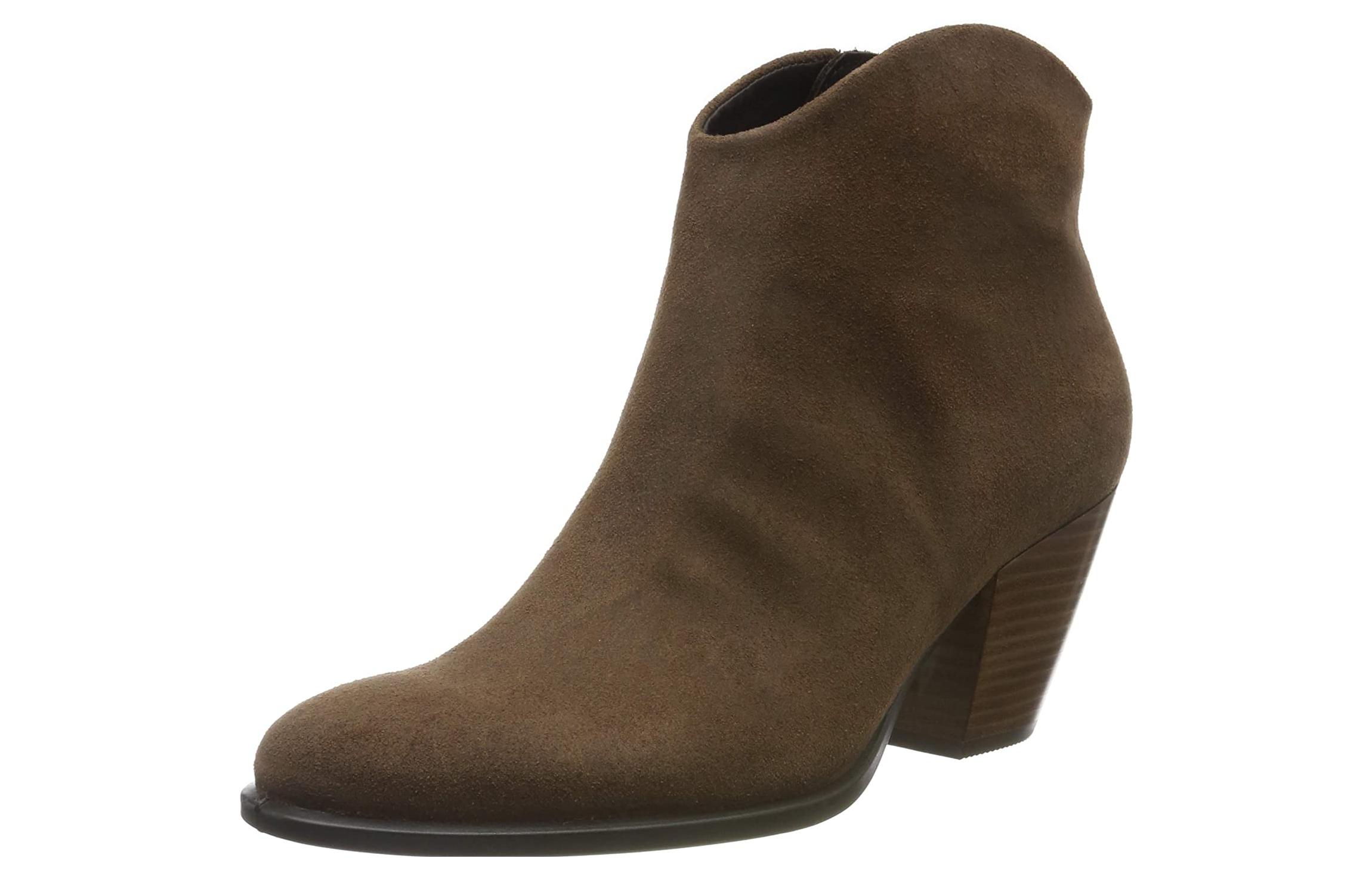 (W) ECCO Leather Side Zip Short Boots 'Cappuccino' 圖 2