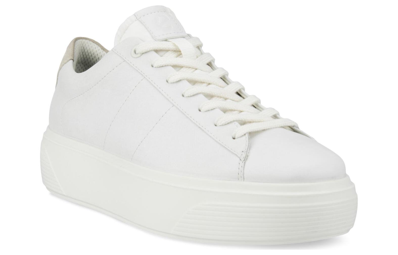 (W) ECCO Leather Simple CMFT Sneakers 'White Low-Top' 圖 3