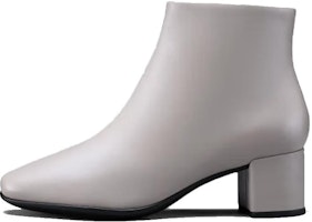 (Women) ECCO Leather Square-Toe Chunky Heel Ankle Boots 'Grey Pink' 29063301386 (Women) ECCO Leather Square-Toe Chunky Heel Ankle Boots 'Grey Pink' 29063301386