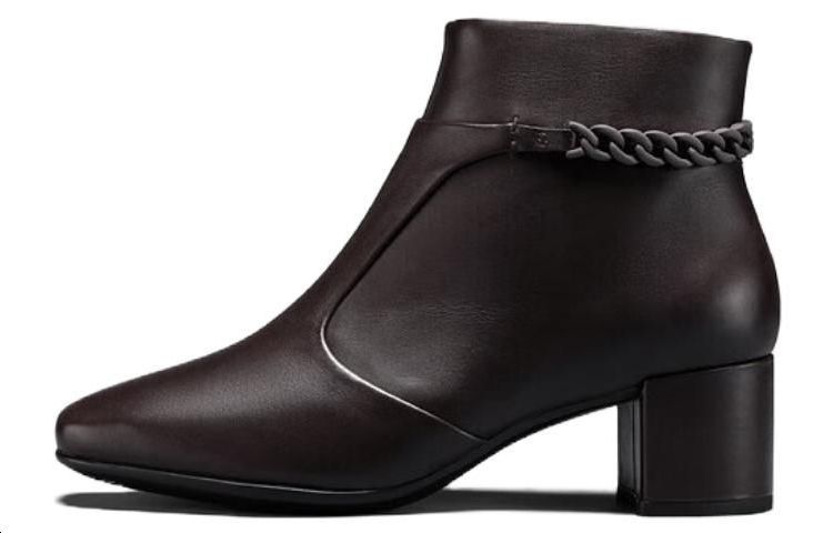 (Women) ECCO Leather Square Toe Zip Ankle Boots 'Coffee Brown' 29093301072