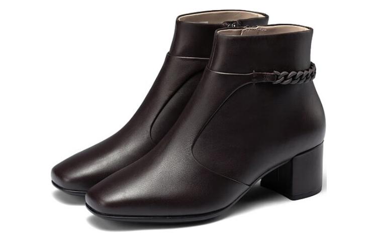 Lookbook (Women) ECCO Leather Square Toe Zip Ankle Boots 'Coffee Brown' 29093301072