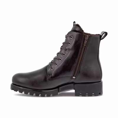 (W) ECCO Modtray 'Mocha Leather Lace-Up Warm-Lined Ankle Boot'