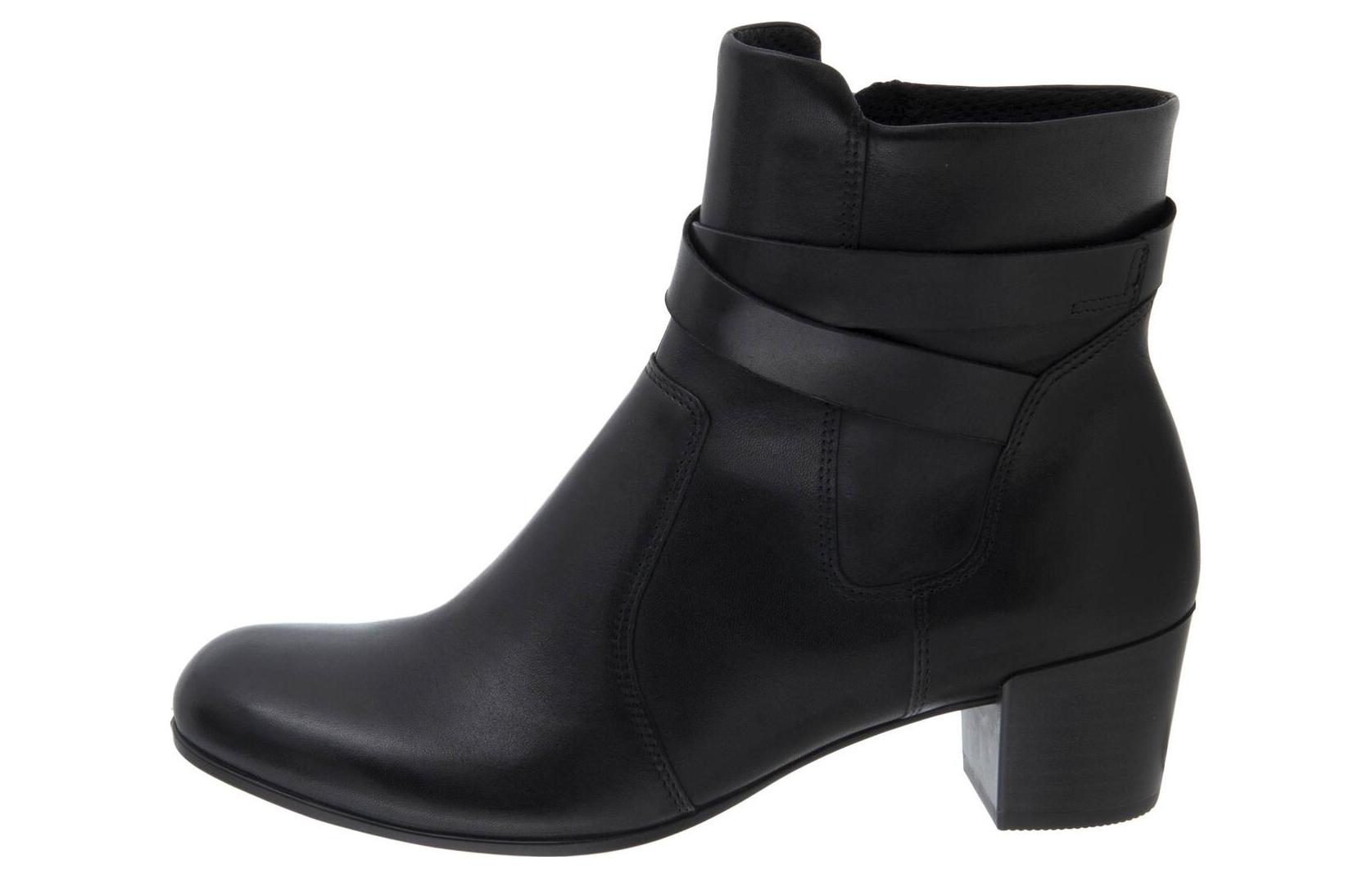 (Women) ECCO Retro Block Heel Pointed Toe Ankle Boot 'Black Leather' 27317301001