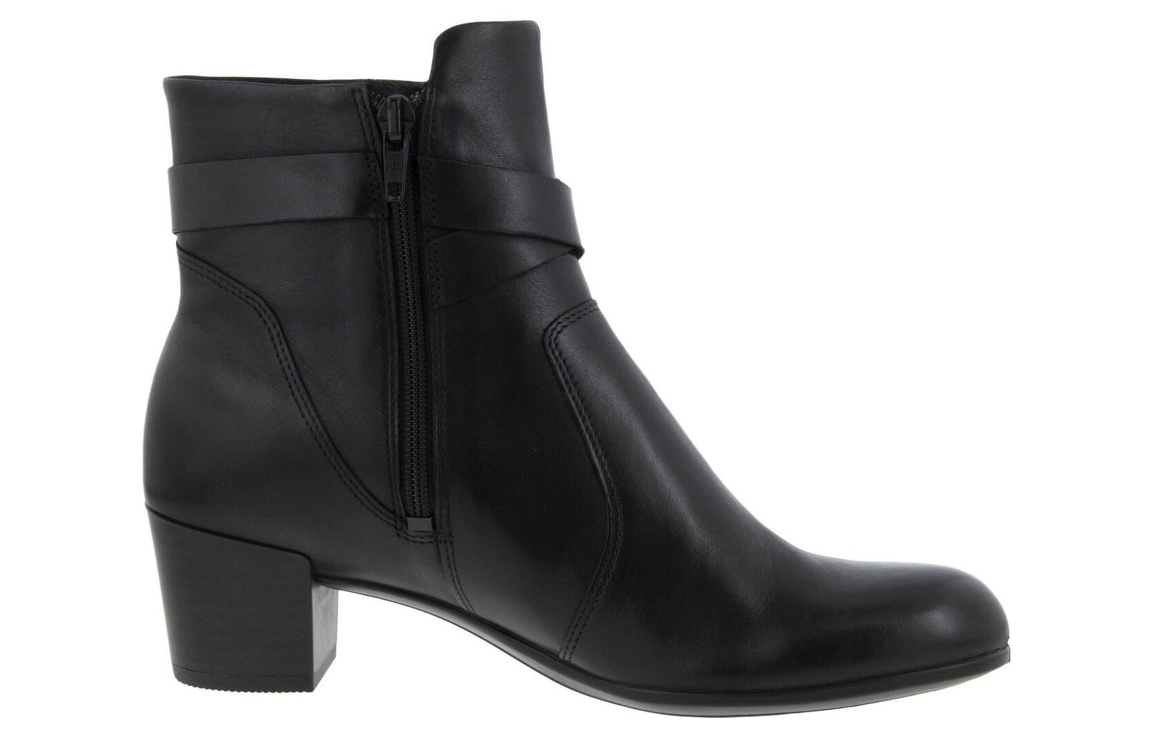 (W) ECCO Retro Block Heel Pointed Toe Ankle Boot 'Black Leather' 圖 2