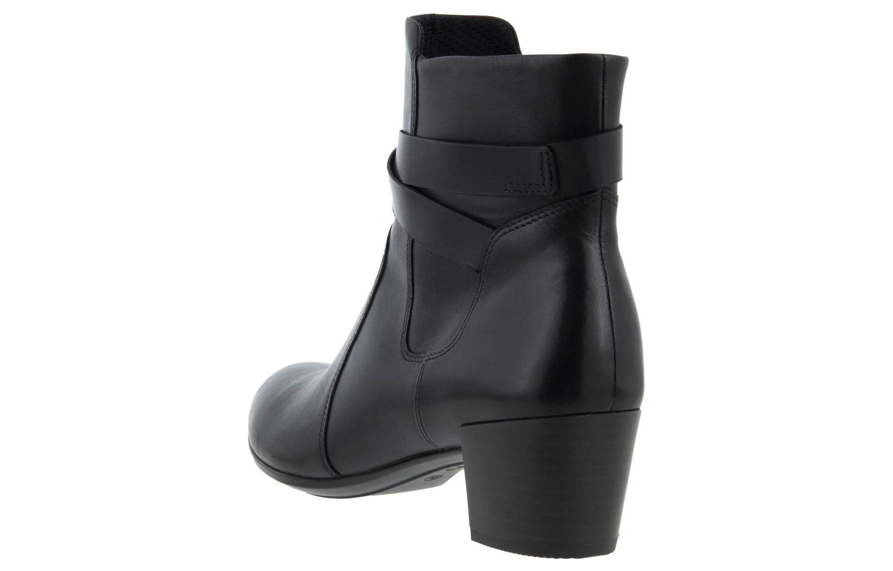 (W) ECCO Retro Block Heel Pointed Toe Ankle Boot 'Black Leather' 圖 4