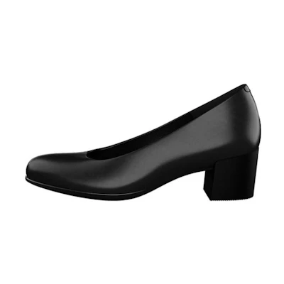 (W) ECCO Round Toe Slip-On CMFT Chunky Heel 'Black'