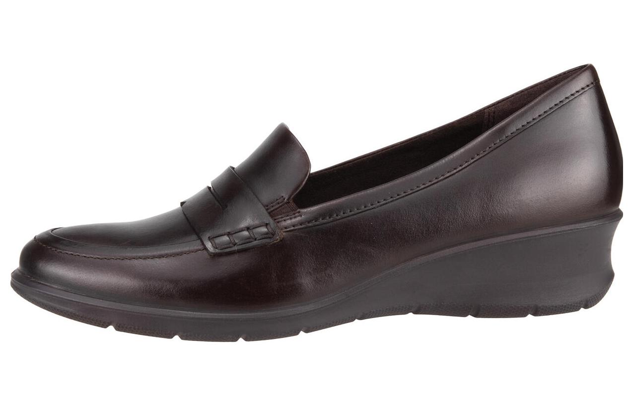 (W) ECCO Round Toe Slip-On Loafer 'Dark Brown'