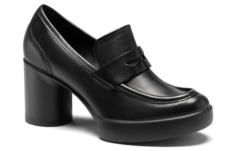 (W) ECCO Round Toe Waterproof Platform Chunky Heel 'Black' 圖 2