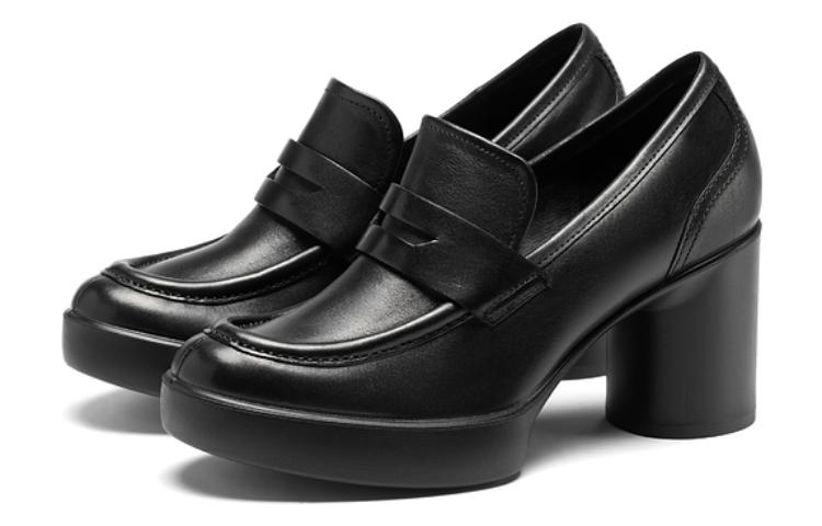 (W) ECCO Round Toe Waterproof Platform Chunky Heel 'Black' 圖 3