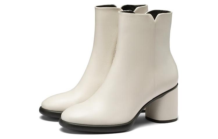 (W) ECCO Round Toe Zip Ankle Boots 'White Leather' 圖 2