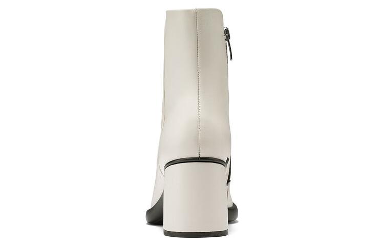 (W) ECCO Round Toe Zip Ankle Boots 'White Leather' 圖 4