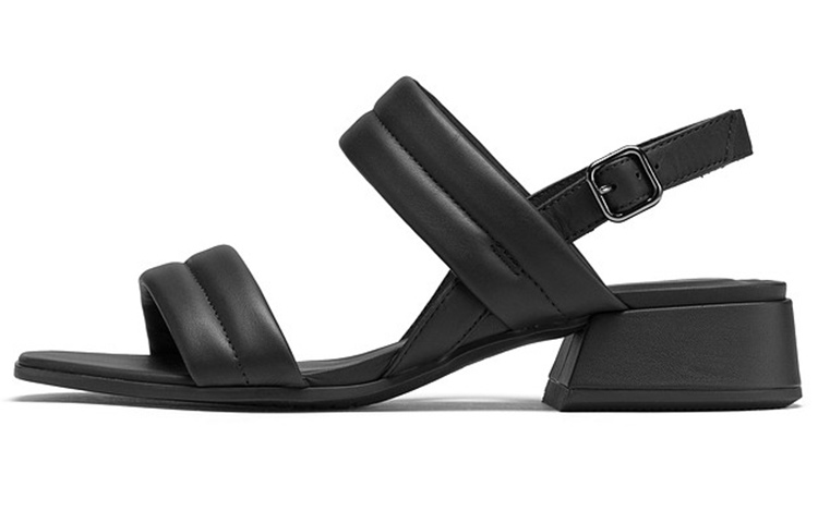 (Women) ECCO Sculptured Square Toe Series 'Simplistic Black Ankle Strap Block Heel Sandal' 29130301001