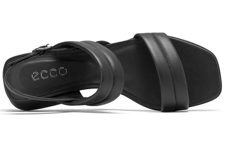 Purchase ecco/愛步 塑雅方頭系列 簡約一字帶粗跟涼鞋 女款 黑色
