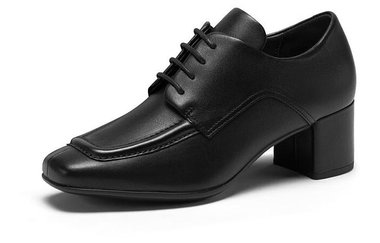 (Women) ECCO Shape 35 Square 'Simplified British Square-Toe Block Heel Black' 29072301001