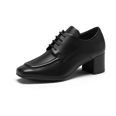 (W) ECCO Shape 35 Square 'Simplified British Square-Toe Block Heel Black'