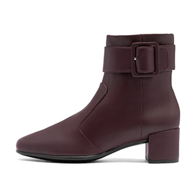 (W) ECCO Shape Sculpted Motion 'Burgundy Side Zip Square Toe Block Heel Booties'
