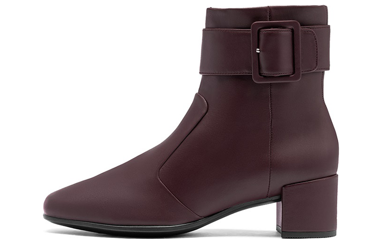 (Women) ECCO Shape Sculpted Motion 'Burgundy Side Zip Square Toe Block Heel Booties' 29065301588