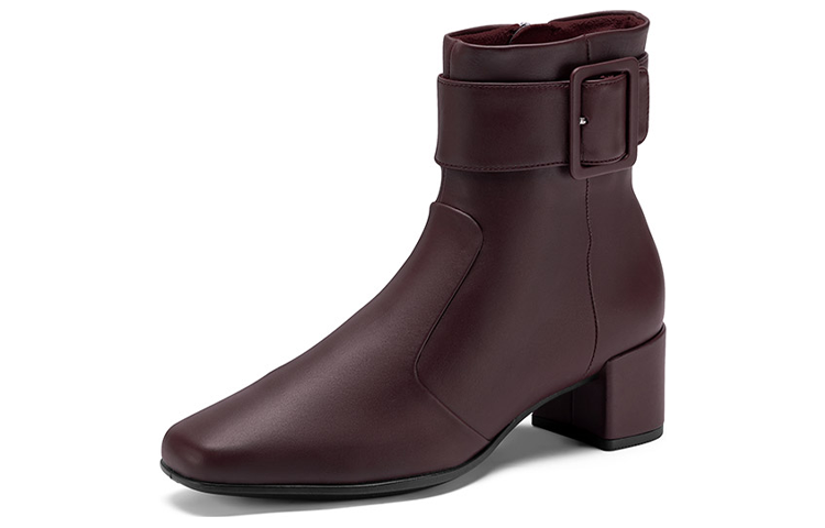 Order (Women) ECCO Shape Sculpted Motion 'Burgundy Side Zip Square Toe Block Heel Booties' 29065301588