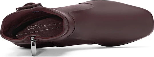 Shop ecco/愛步 型塑系列 侧拉鍊方頭粗跟短靴 女款 酒紅色