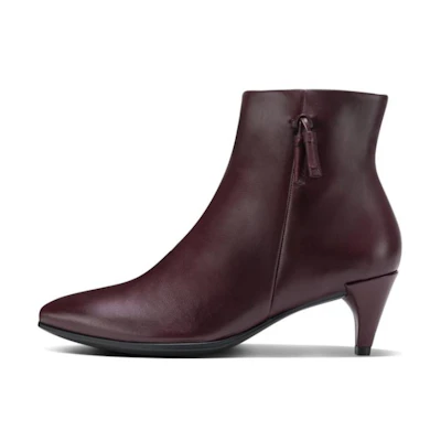 (W) ECCO Simple Fashion Leather Ankle Boots 'Burgundy'
