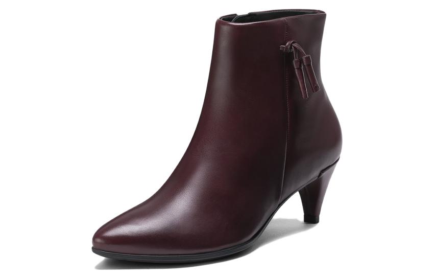 Order (W) 에코 심플 버건디 가죽 앵클부츠 26268301237