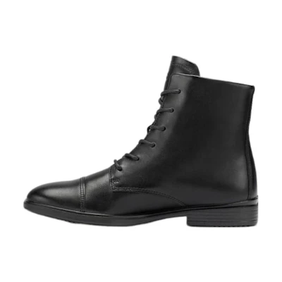 (W) ECCO Soft 15 Series Leather Lace-Up Round Toe Boots 'Black'