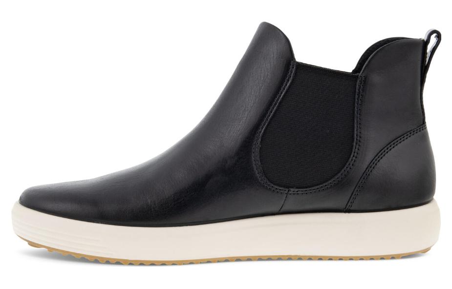 (W) ECCO Soft 7 'Black Leather Chelsea Boot'