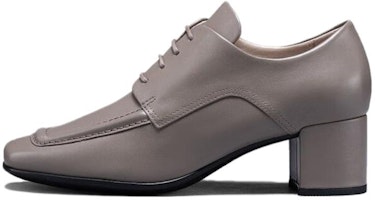 (Women) ECCO Square-Toe Lace-Up Block Heel 'Grey' 29072301674 (Women) ECCO Square-Toe Lace-Up Block Heel 'Grey' 29072301674