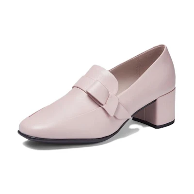(W) ECCO Square Toe Chunky Heel 'Nude Pink'