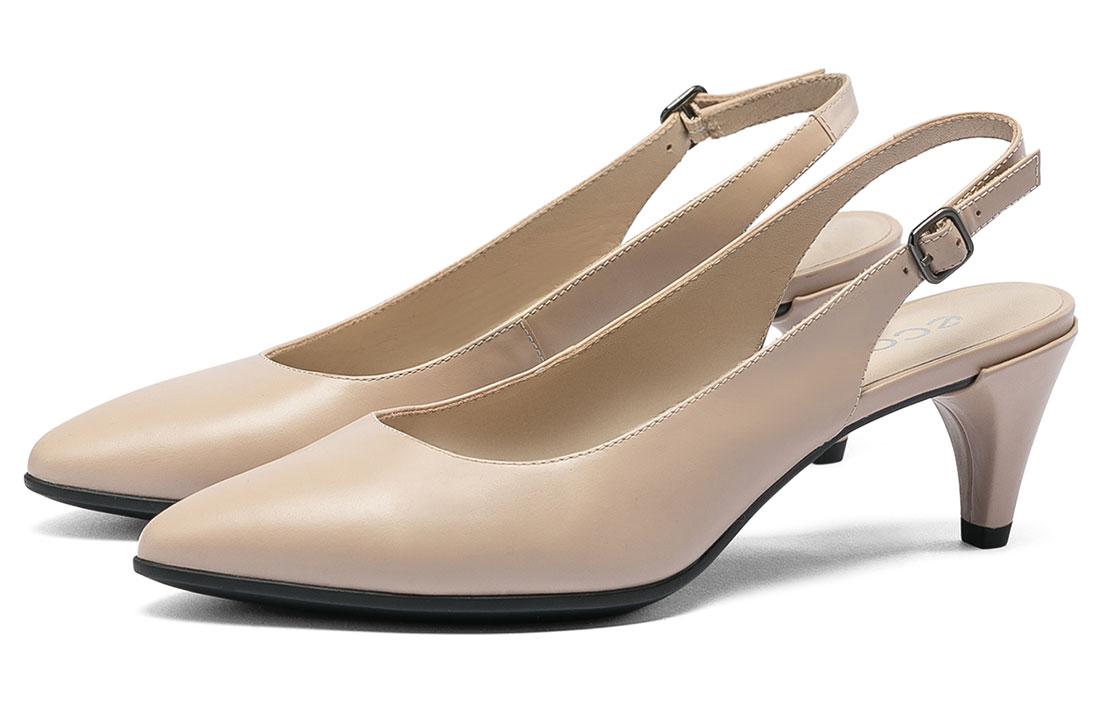 Lookbook ecco愛步 頭層牛皮 通勤百搭 細跟 高跟鞋 6公分 女款 裸粉色