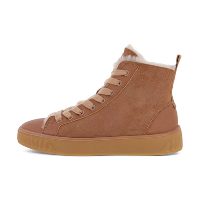 (W) ECCO Street Tray 'Brown Wool-Lined Casual Boot'