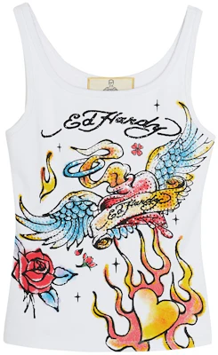 (Women) Ed Hardy Classic Heart Tank Top White (Womens) E1OAW200 Buy (Women) Ed Hardy Classic Heart Tank Top White (Womens) E1OAW200