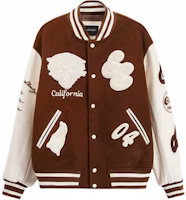 (Women) Ed Hardy FW24 Oversized Ice Mocha Brown Varsity Jacket. E1QDW493 (Women) Ed Hardy FW24 Oversized Ice Mocha Brown Varsity Jacket. E1QDW493