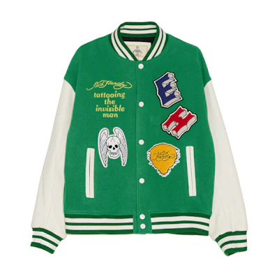Ed Hardy Olive Green Tiger Logo Patch Baseball Jacket E1NDM667 Buy Ed Hardy Olive Green Tiger Logo Patch Baseball Jacket E1NDM667