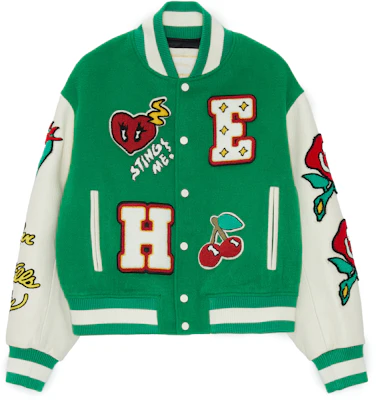 (Women) Ed Hardy Olive Green Varsity Jacket with Embroidered Lettering. E1ODW133 Buy (Women) Ed Hardy Olive Green Varsity Jacket with Embroidered Lettering. E1ODW133