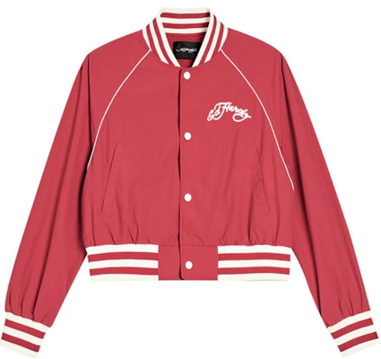 (Women) Ed Hardy SS24 Cropped Baseball Jacket Red with Contrast Lettering. E1QBW448 Buy (Women) Ed Hardy SS24 Cropped Baseball Jacket Red with Contrast Lettering. E1QBW448