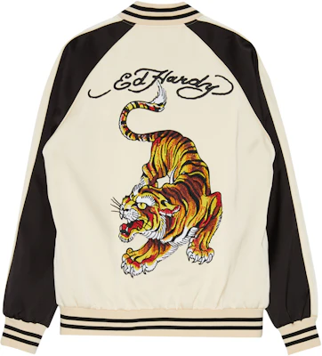 Ed Hardy White Patchwork Tiger Print Zip Jacket E1OBM399 Buy Ed Hardy White Patchwork Tiger Print Zip Jacket E1OBM399