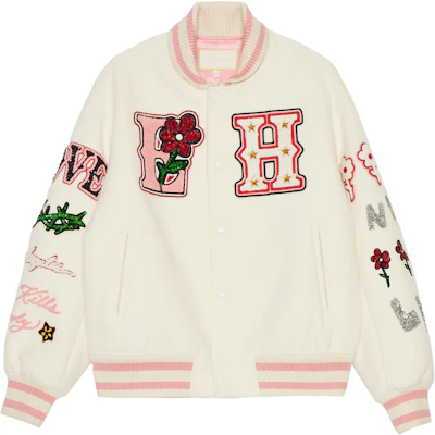(Women) Ed Hardy White Rose Letter Print Loose Baseball Jacket Long Sleeve E1PDW371 Buy (Women) Ed Hardy White Rose Letter Print Loose Baseball Jacket Long Sleeve E1PDW371