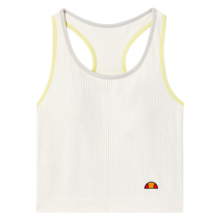 (Women) ellesse Sleeveless Tennis Tank Top Cream White with Logo Print. EN1VE245312