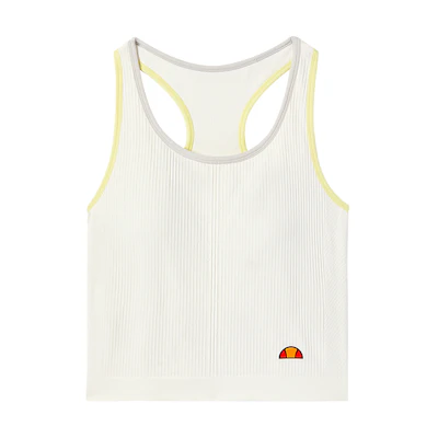 (Women) ellesse Sleeveless Tennis Tank Top Cream White with Logo Print. EN1VE245312