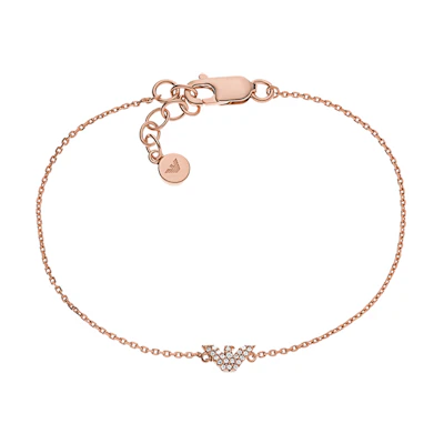 (Women) Emporio Armani 925 Silver Adjustable Bracelet with Rhinestone Eagle Logo EG3479221