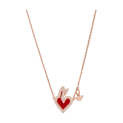(Women) Emporio Armani 925 Silver Necklace Rose Gold with Red Crystal Bunny. EG3566221