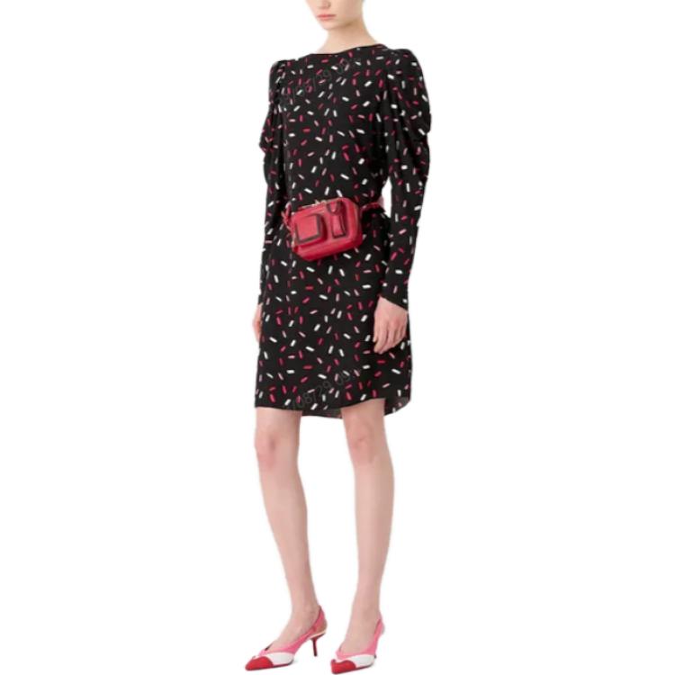 Purchase (W) Vestido Midi de Manga Larga Negro con Estampado Integral Emporio Armani. 6R2A852-NN8Z1-F011