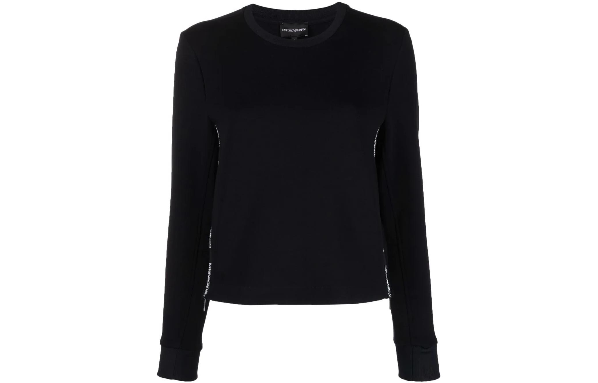 (Women) Emporio Armani  Black Crewneck Sweatshirt with Logo Print Trim SS22 3L2M6C-1JHSZ-0926