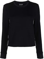 (Women) Emporio Armani Black Crewneck Sweatshirt with Logo Print Trim SS22 3L2M6C-1JHSZ-0926 (Women) Emporio Armani Black Crewneck Sweatshirt with Logo Print Trim SS22 3L2M6C-1JHSZ-0926