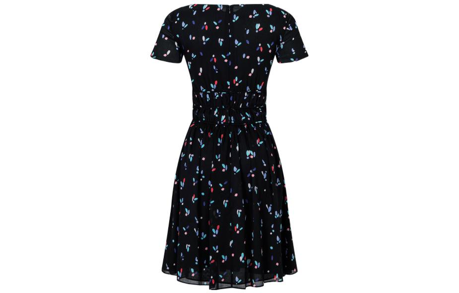 Lookbook (W) EMPORIO ARMANI Vestido Negro Elegante Floral de Línea-A Manga Corta SS22. INA1AT-I9926-099