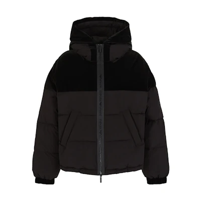 (Women) Emporio Armani Black Hoodie Jacket with Logo and Zipper. 6R2B772-NFFZ1-0999