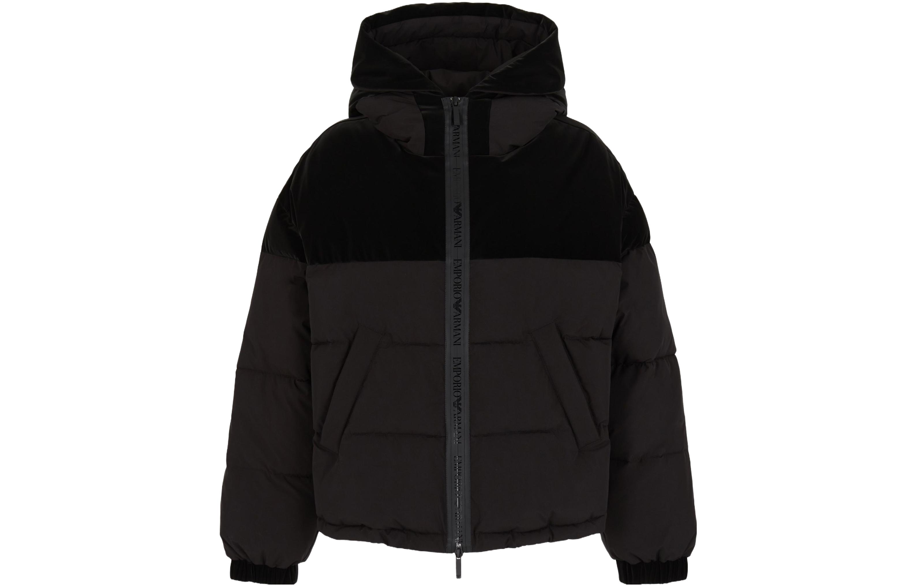 (Women) Emporio Armani  Black Hoodie Jacket with Logo and Zipper. 6R2B772-NFFZ1-0999 圖 2